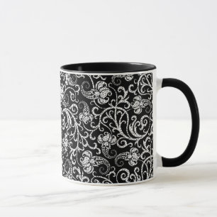 Cute black dalmatian flowers design mug