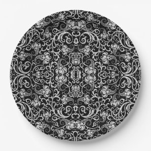 Cute black dalmatian flowers design paper plates