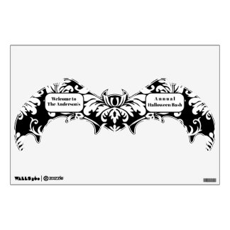 Cute Black Damask Halloween Bat Wall Decal