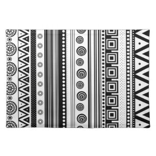 Cute black decorative aztec texture cloth placemat