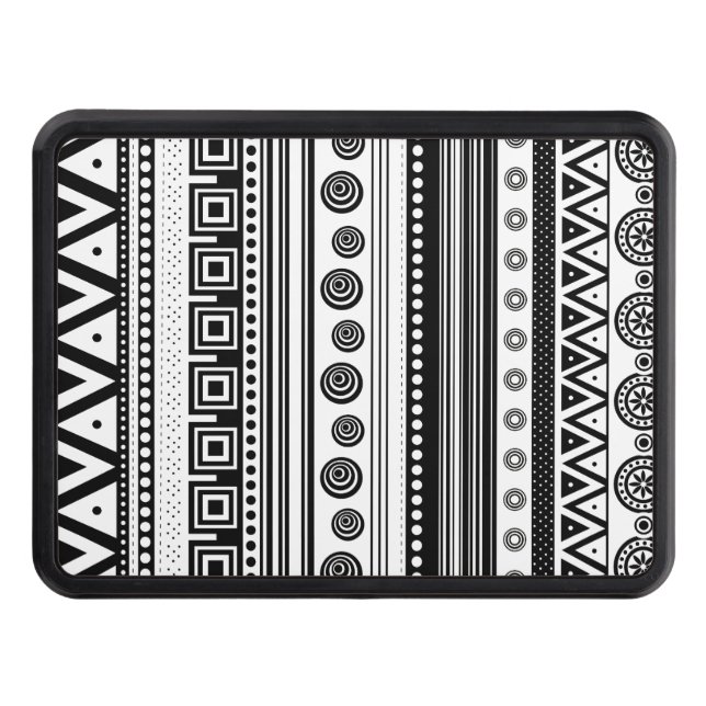 Cute black decorative aztec texture hitch cover (Front)