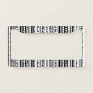 Cute black decorative aztec texture license plate frame