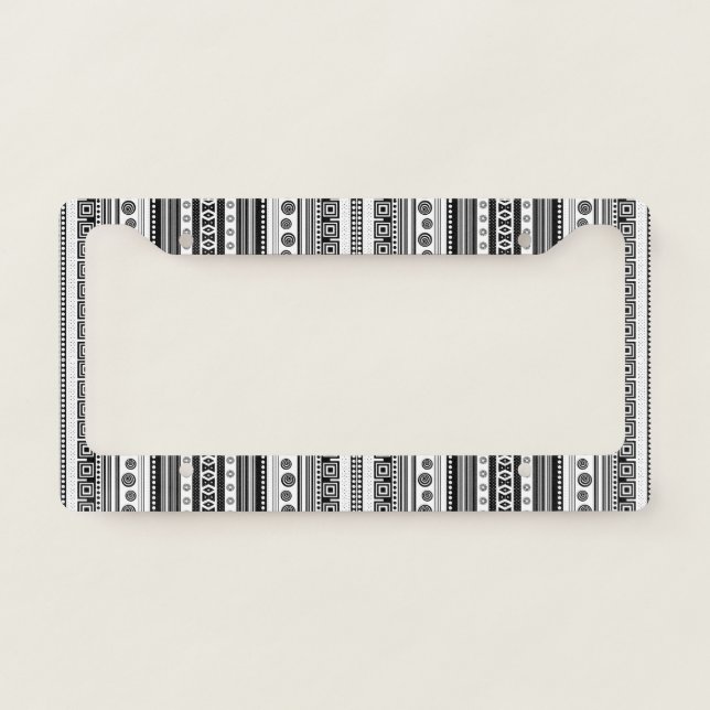 Cute black decorative aztec texture license plate frame (Front)