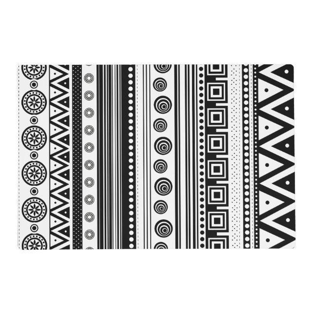 Cute black decorative aztec texture placemat (Back)