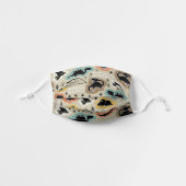 Cute Black Dinosaur Dino Party Kids' Cloth Face Mask (Front, Unfolded)