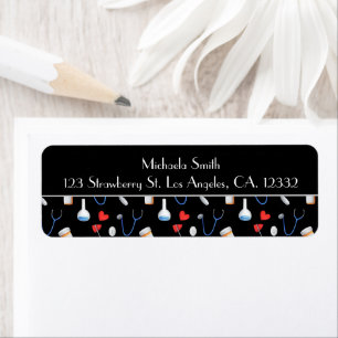 Cute Black Doctor Medical Equipment Return Address Label