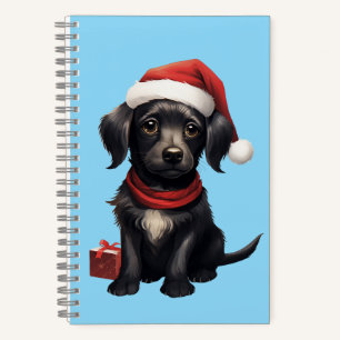 Cute Black Dog at Christmas Notebook