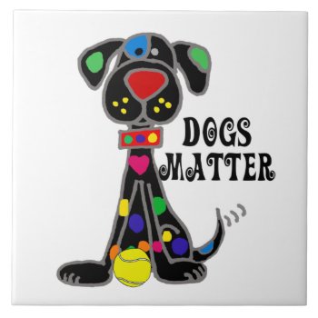 Cute Black Dog Dogs Matter Cartoon Ceramic Tile by Petspower at Zazzle