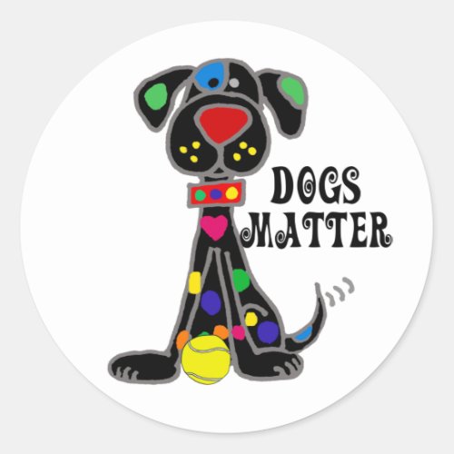 Cute Black Dog Dogs Matter Cartoon Classic Round Sticker