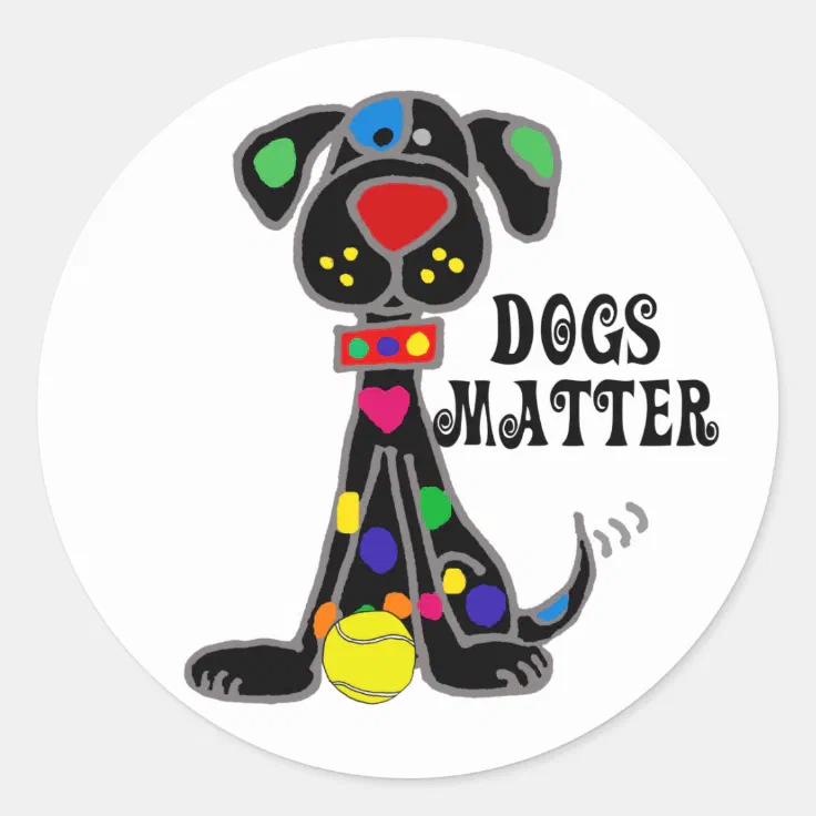 Cute Black Dog Dogs Matter Cartoon Classic Round Sticker | Zazzle Cute Black Dog Dogs Matter Cartoon Classic Round Sticker | Zazzle