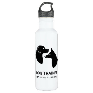 Cute Black Dog Head Silhouettes - Dog Trainer Stainless Steel Water Bottle