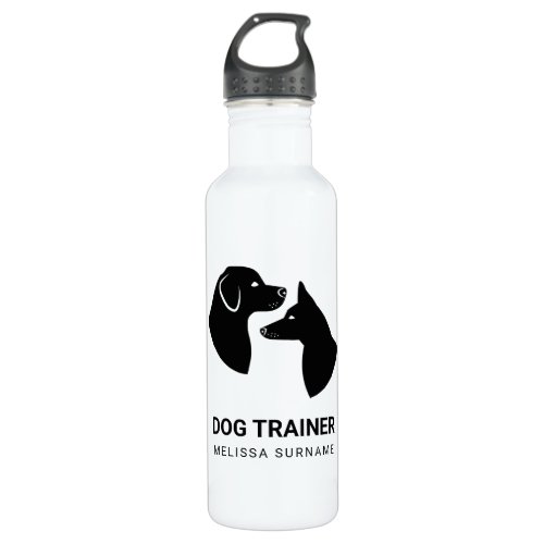 Cute Black Dog Head Silhouettes _ Dog Trainer Stainless Steel Water Bottle