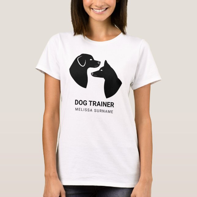 Cute Black Dog Head Silhouettes - Dog Trainer T-Shirt (Front)