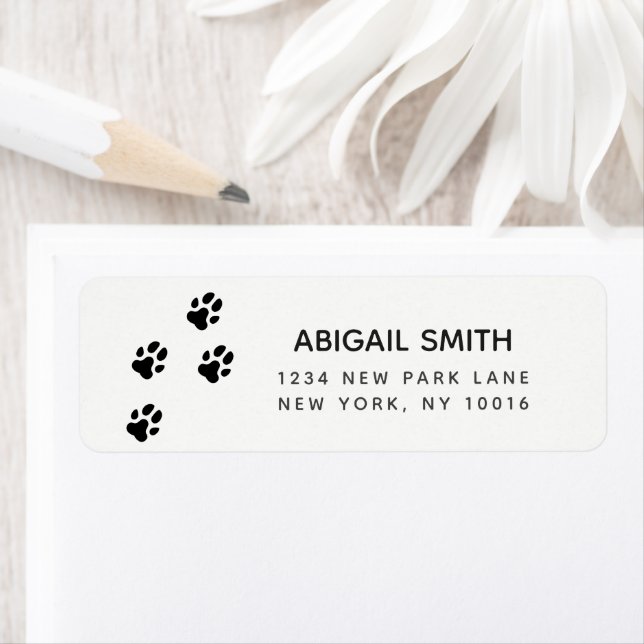 Cute Black Dog Paw Prints Label (Insitu)