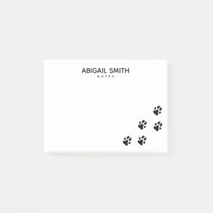 Cute Black Dog Paw Prints - Personalized Post-it Notes