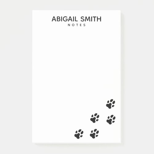 Cute Black Dog Paw Prints _ Personalized Post_it Notes