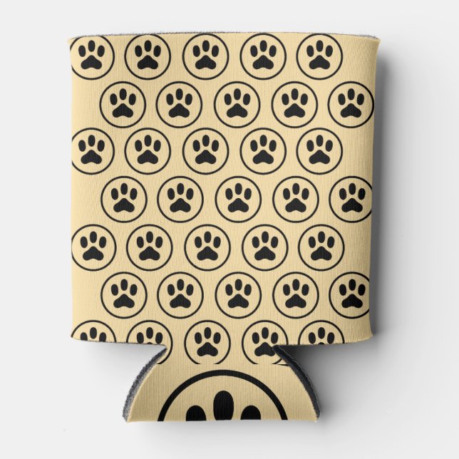 Cute Black Dog Paw Prints – Pet Lover Drink Cooler (Front)