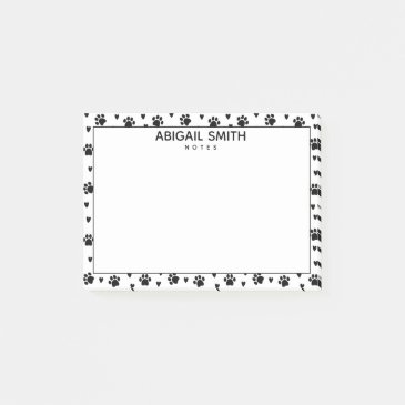 Cute Black Dog Paws and Hearts - Personalized