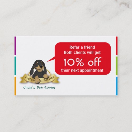 Cute Black Dog Referral Card