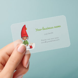 Cute Black Elf Christmas Holiday Clear Business Cards