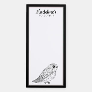 Cute Black Feather Bird Add Your Name Magnetic Notepad