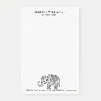 Cute Black Floral Paisley Elephant Illustration Post-it Notes