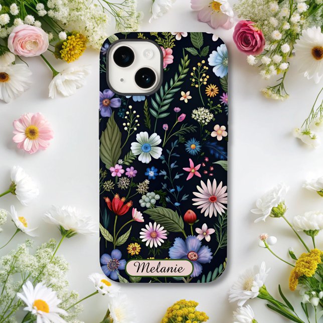 Cute Black Floral Wildflower name  Case-Mate iPhone Case (Creator Uploaded)