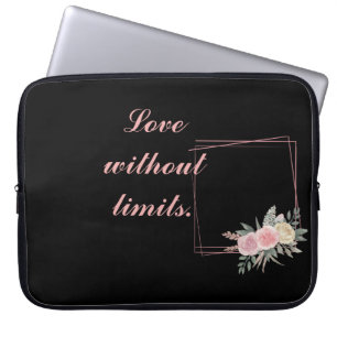 Cute Black Flowers, Love a quote  Laptop Sleeve