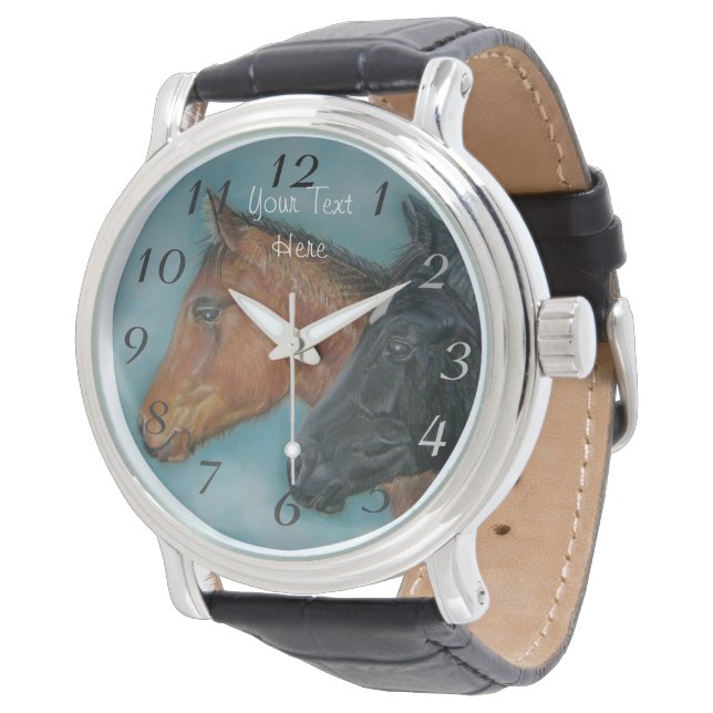 cute black foal chestnut foal portrait horse watch (Angled)