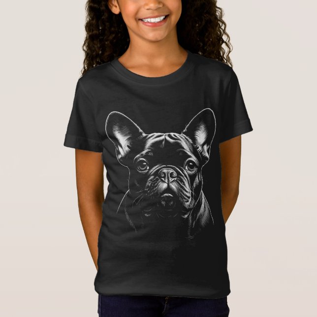 Cute Black French Bulldog Frenchie Puppy Girls T-Shirt (Front)