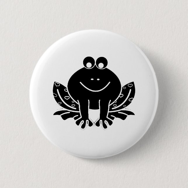 cute black frog pinback button (Front)