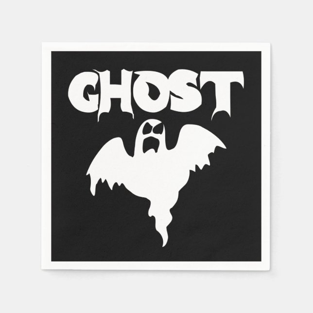 Cute Black Ghost Halloween Napkins (Front)