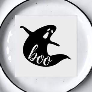 Cute Black Ghost Spooky “Boo” Halloween Party Napkins