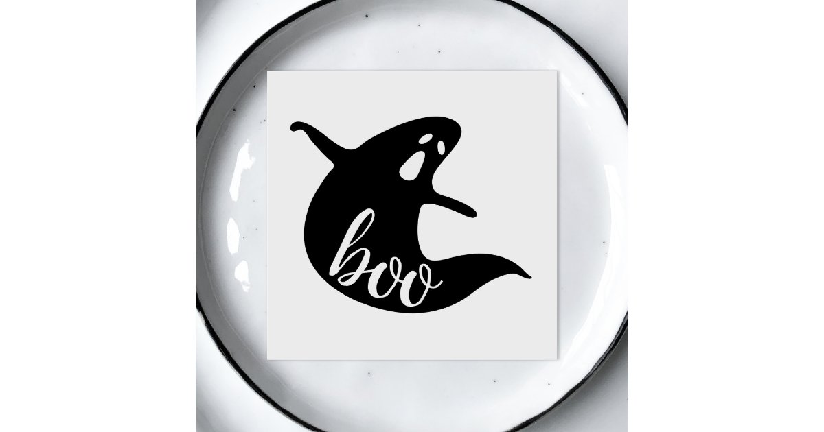 Cute Black Ghost | Spooky “Boo” Halloween Party Napkins | Zazzle