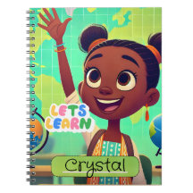 Cute Black Girl Aesthetic Spiral Notebook for Note
