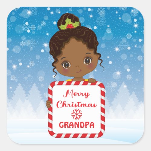 Cute Black Girl Holding Candy Xmas Frame Sticker