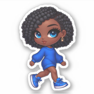 cute black girl in short braids sticker