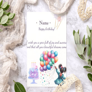 Cute Black Girl Personalized Birthday Card   Afro 