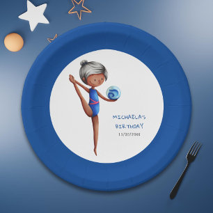 Cute Black Girl Rhythmic Gymnastics Birthday Party Paper Plates