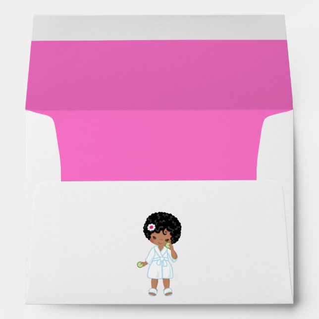 Cute Black Girl Spa Party Birthday Envelope (Back (Bottom))