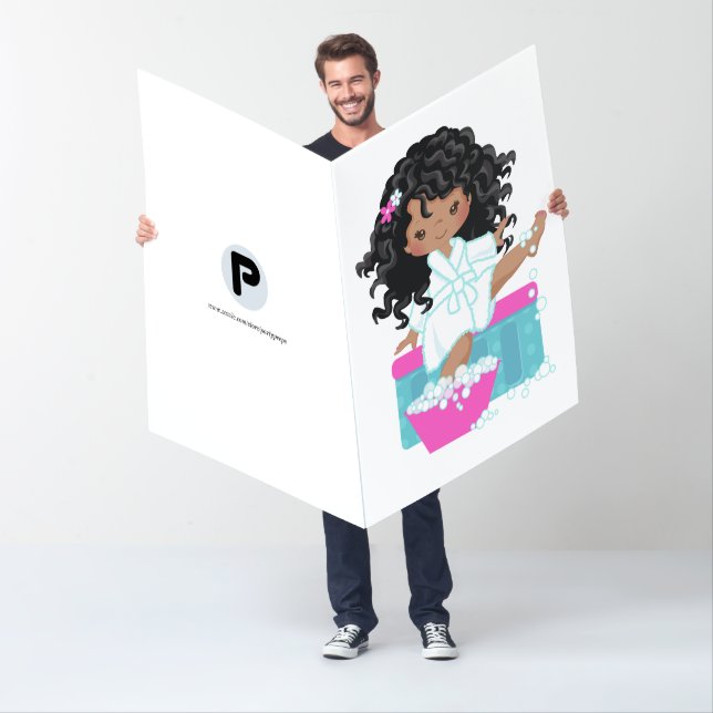 Cute Black Girl Spa Party Birthday Greeting Card (In Situ)