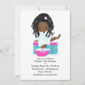 Cute Black Girl Spa Sleepover Birthday Party Invitation (Front)