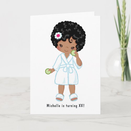 Cute Black Girl Spa Sleepover Birthday Party Photo Invitation