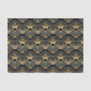Cute black gold art deco pattern tiled  tissue paper