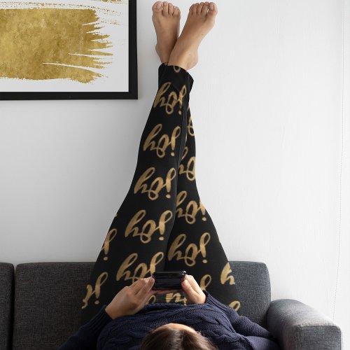 Cute Black  Gold Joy Typography Christmas  Leggings