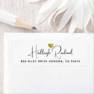 Cute Black Gold Monogram Script Name Stylish Label