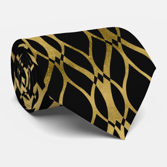 Cute black gold neck tie (Rolled)