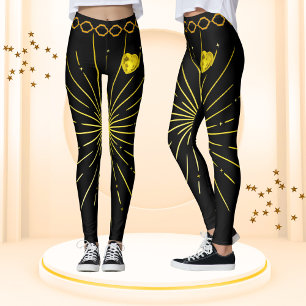 Cute Black & Gold Striped Stylish African Women Leggings