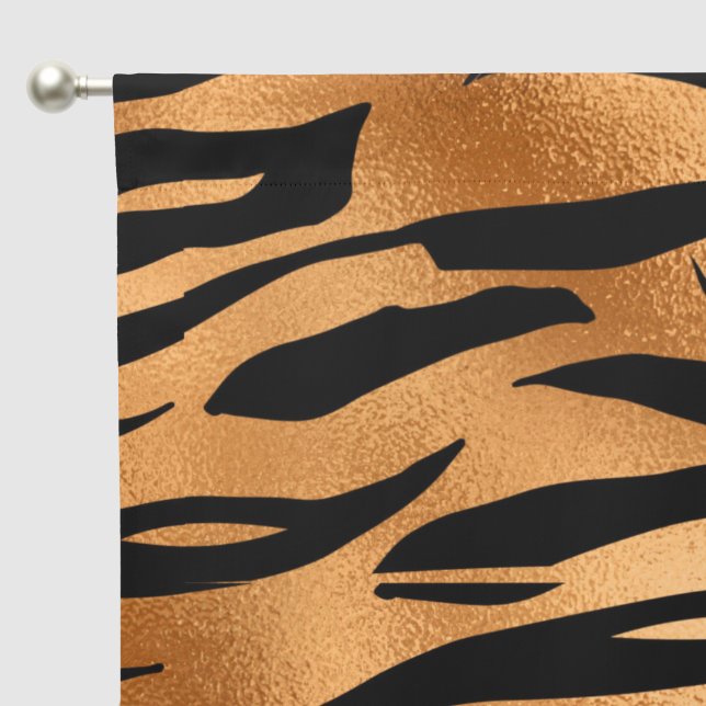 Cute black gold tiger stripe pattern blackout curtains (Pocket)