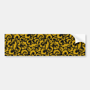 Cute black golden seamless floral patterns bumper sticker